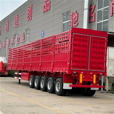 5 Gandar 60T Pagar Angkutan Kargo Curah Semi Trailer Dinding Samping Semi Trailer